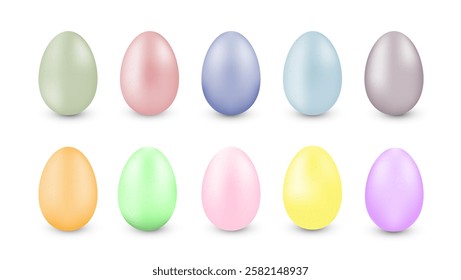 Set of decorated Easter eggs on plain background, Happy Easter concept, flat vector illustration design