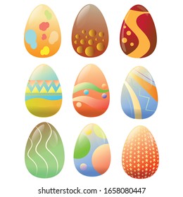 Set of decorated easter eggs - Vector illustrtion