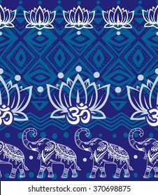 Set of decorated elephants on black