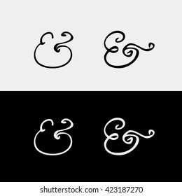 Set of decoration ampersands for letters, invitation. Hand drawn type  