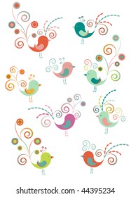 Set of decoration birds