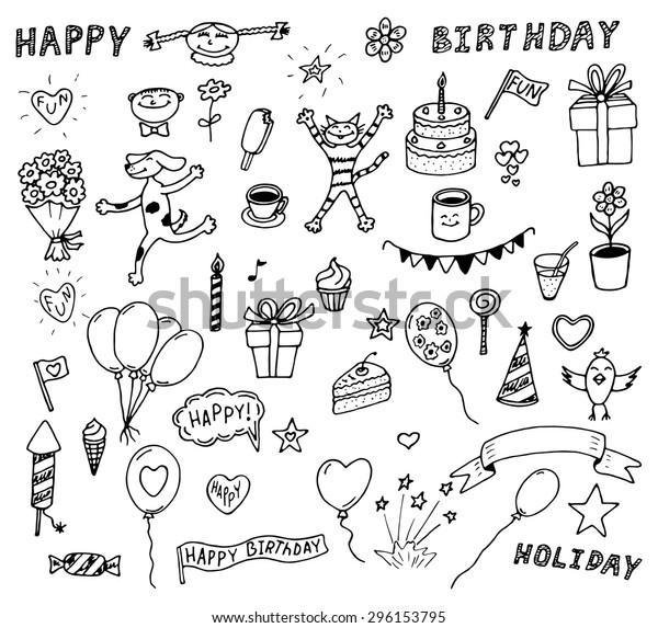 Ensemble De Decorations Joyeux Anniversaire Elegant Image Vectorielle De Stock Libre De Droits