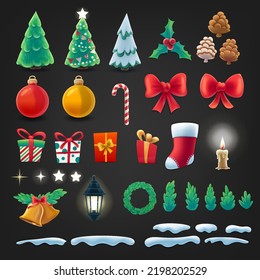 set of decoration icons for christmas