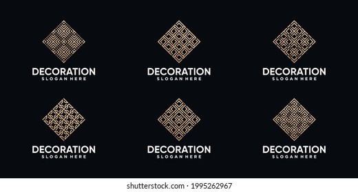Set of decoration logo design with linear style. Elegant decoration logo template with creative concept
