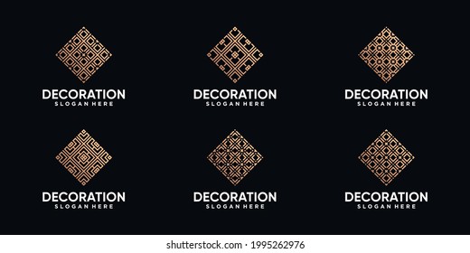 Set of decoration logo design template with line art style and creative concept
