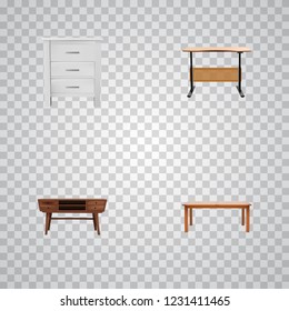 Set of decoration realistic symbols with furniture, commode, closet and other icons for your web mobile app logo design.