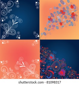 Set of decorational floral backgrounds