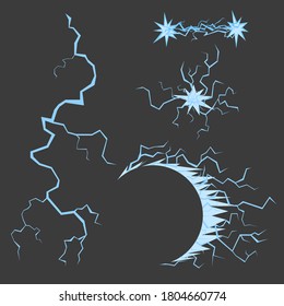 A set of decorations for lightning and electric sparks in the form of a thunderstorm, ball lightning and a wheel
