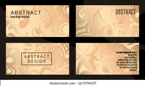Set of decorative abstract background with floral, tribal element in damask, Gothic, Baroque style, business card template, packaging, cover, plastic card, flyer. Royal,luxury gold vector illustration