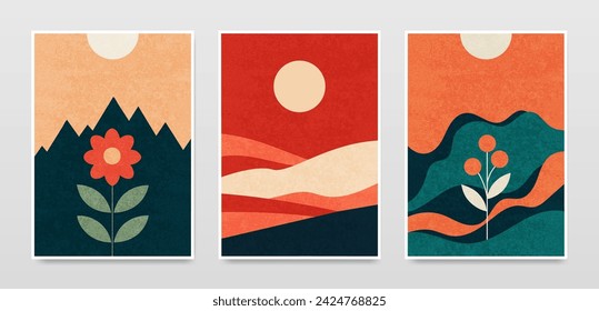 A set of decorative abstract drawings in oriental style.