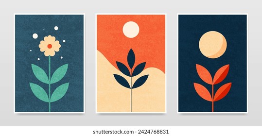 A set of decorative abstract drawings in oriental style.