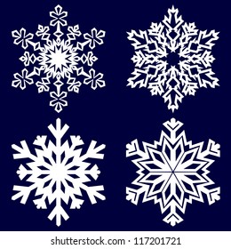 Set of decorative abstract paper snowflakes.. Vector illustration.