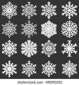 Set of decorative abstract paper snowflakes. Vector illustration.