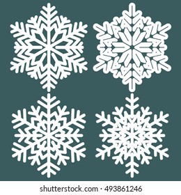 Set of decorative abstract paper snowflakes. Vector illustration.