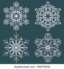 Set of decorative abstract paper snowflakes.. Vector illustration.