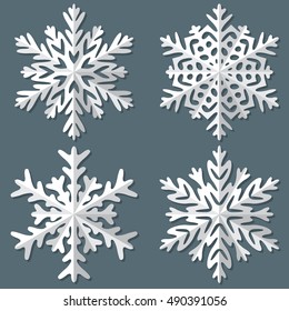 Conjunto de papel decorativo abstrato flocos de neve.Ilustração vetor.