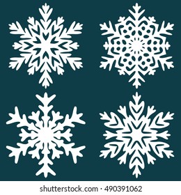 Set of decorative abstract snowflakes. Vector illustration.