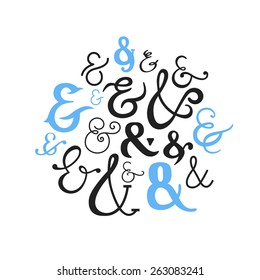 Set of Decorative Ampersands. Vector Symbols Collection.