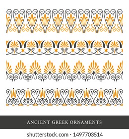 Set of decorative ancient greek seamless ornamental border 