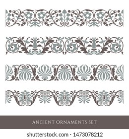 Set of decorative ancient seamless ornamental border 
