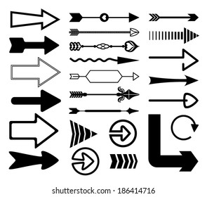 Set of decorative arrows. Vector illustration.