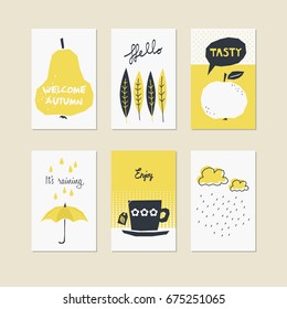 set of decorative autumn cards