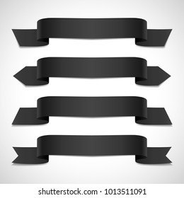 Set of decorative banners. Black ribbons collection, vector illustration
