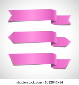 Set of decorative banners. Pink ribbons arrow vector icons collection