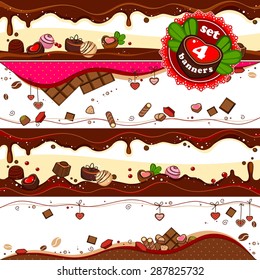 Set of decorative banners with sweets.