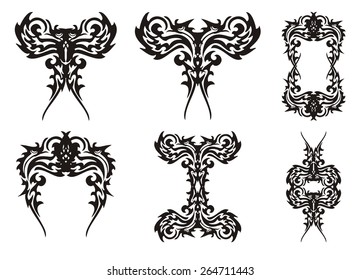 Set of decorative birds elements 