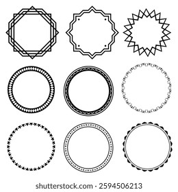 Set of decorative black and white frames for design