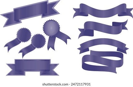 Set of decorative blue ribbon banners isolated on white, Blue Bow With Ribbons Set, With Gradient Mesh, Vector Illustration, Vector blue ribbons.Ribbon banner set, Ribbon banner set. Blue ribbons.