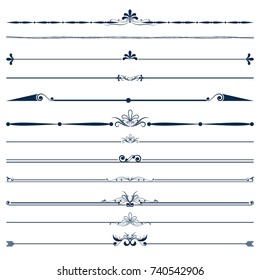 Set of decorative border, line of vintage, vector illustration