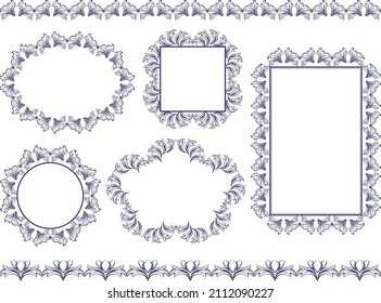 set of decorative borders and frames