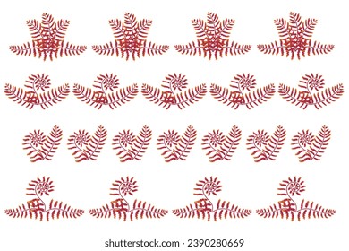 Set of decorative borders made of fern leaves. Elements for your design. Vector illustration isolated on white background.