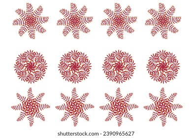 Conjunto de bordes decorativos hechos de hojas de helecho. Elementos para su diseño. Ilustración vectorial aislada en fondo blanco.