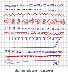set of decorative borders on copybook page