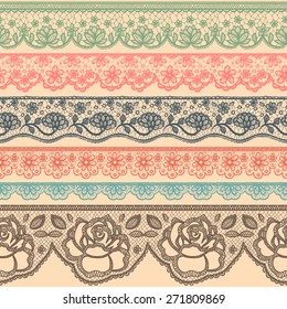 Set of decorative borders stylized like laces