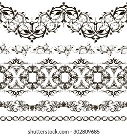 Set of decorative borders stylized like laces