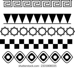 Satz dekorativer Ränder, Vektorgrafik von Zierrahmen, Vektorgrafik von Zierrahmen, geometrische Mustergrenzen