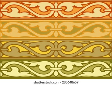 Set of decorative borders vintage style gold
