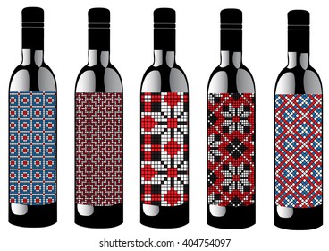 set of decorative bottles with a pattern