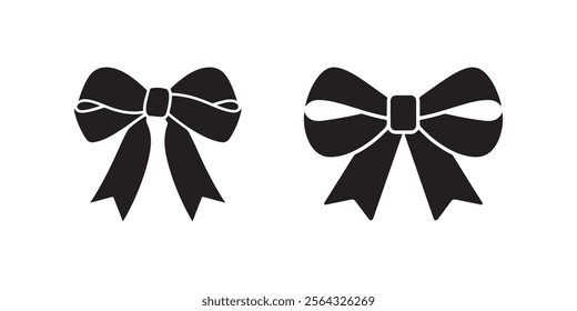 Set of decorative bow design. Bow vector silhouettes on white background
