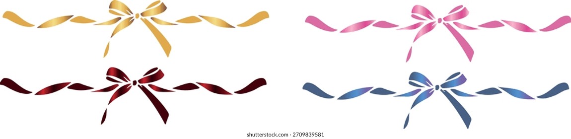 Conjunto de arcos decorativos con cintas con Gradientes multicolores, para diseños navideños, invitaciones, volantes o marcos decorativos