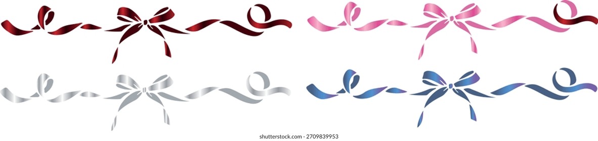 Conjunto de lazos decorativos con cintas en ambos lados con varios Gradientes, invitaciones, volantes o marcos decorativos