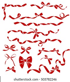 Set Of Decorative Bows And Ribbons. Vector Bow Silhouette