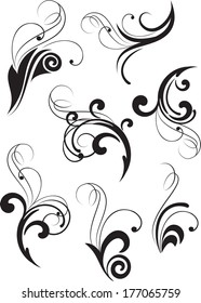 Set of decorative branches for design. Vector illustration. 