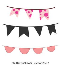 Set of Decorative Bunting Flags Illustration