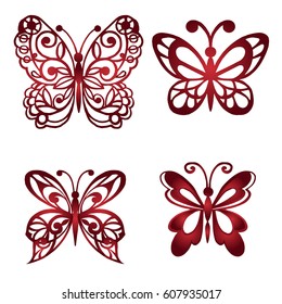 Set of decorative butterflies.
Vector illustration.