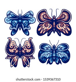 Set of decorative butterfly, color version